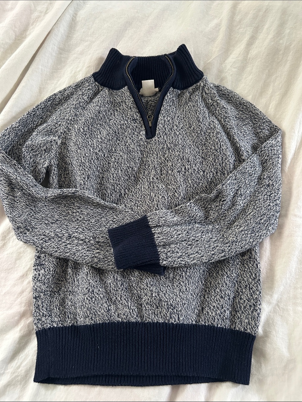 Kids Half-Zip Marled Navy & Gray Sweater